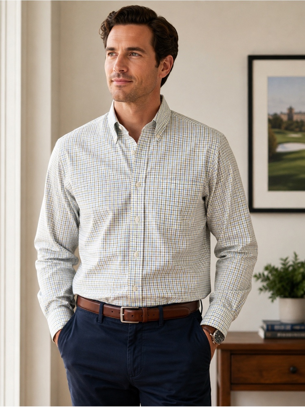 Brooks Brothers Traditional Fit Plaid Dress Shirt 16.5 35 100% Cotton